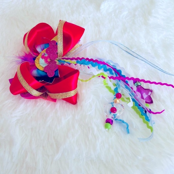 Rainbow Accessories Girls Hair Bow Clip with Colorful Ribbons Handmade NEW - Picture 7 of 9